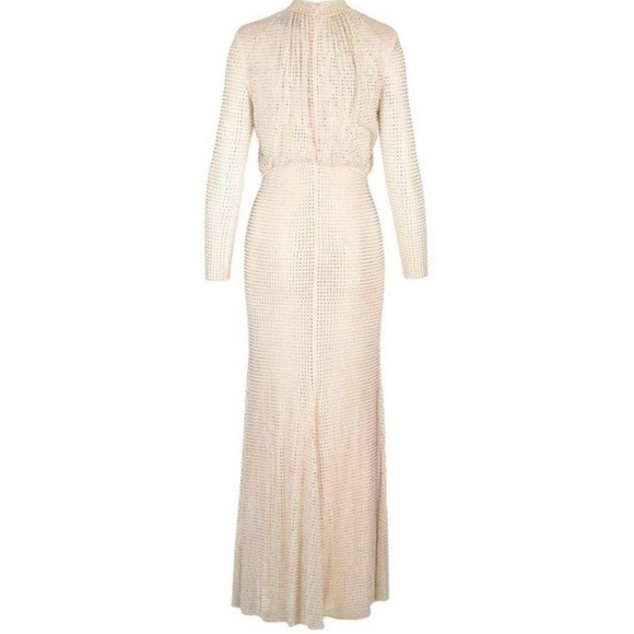 Self Portrait dress Gold Crystals Maxi Long Sleeves - Picture 3 of 9